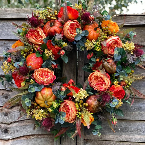 Skanto | Autumna Charm Høsthjerte | Grønn & Rattan | 40 cm | Håndlaget Dekorasjon for Høst & Thanksgiving