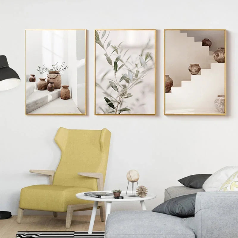 Nøytrale Farger Terracotta Stillebend Vase Veggkunst Finkunst Lerretstrykk Plakat Arkitektoniske Bilder For Moderne Stue Soverom Hjem Deko | Skanto