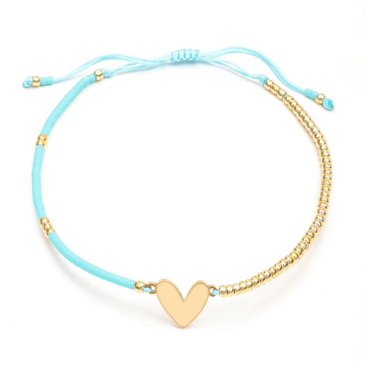 Skanto | Justerbar Delikat Perle Flatt Hjerte Armbånd