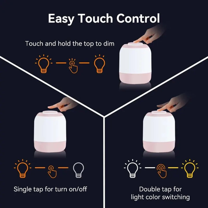 Skanto | LUMINA TOUCH LED bordlampe | Bærbar & Dimmbar | Touch-kontroll | For soverom & barnerom