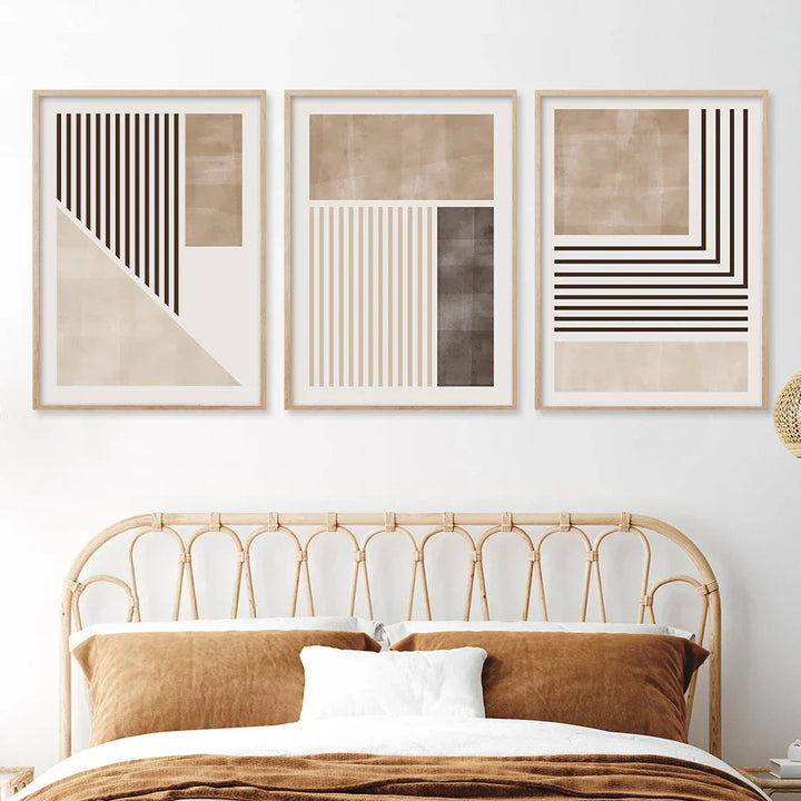 Brun Beige Fargeblokk Geometrisk Veggkunst Fine Art Lerretsutskrifter Abstrakt Minimalistiske Bilder For Moderne Stue Soveroms Kunstdekor | Skanto