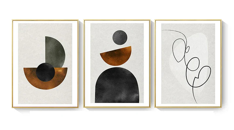 Skandinavisk Minimalistisk Geometrisk Mørke Nøytrale Farger Veggkunst Fine Art Lærred Utskrifter Moderne Abstrakte Bilder For Stue Hjem Dekor | Skanto