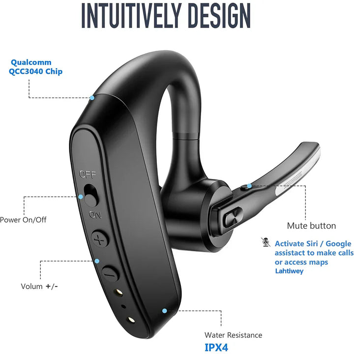 Orivo Bluetooth-hodesett med utstyr og to mikrofoner