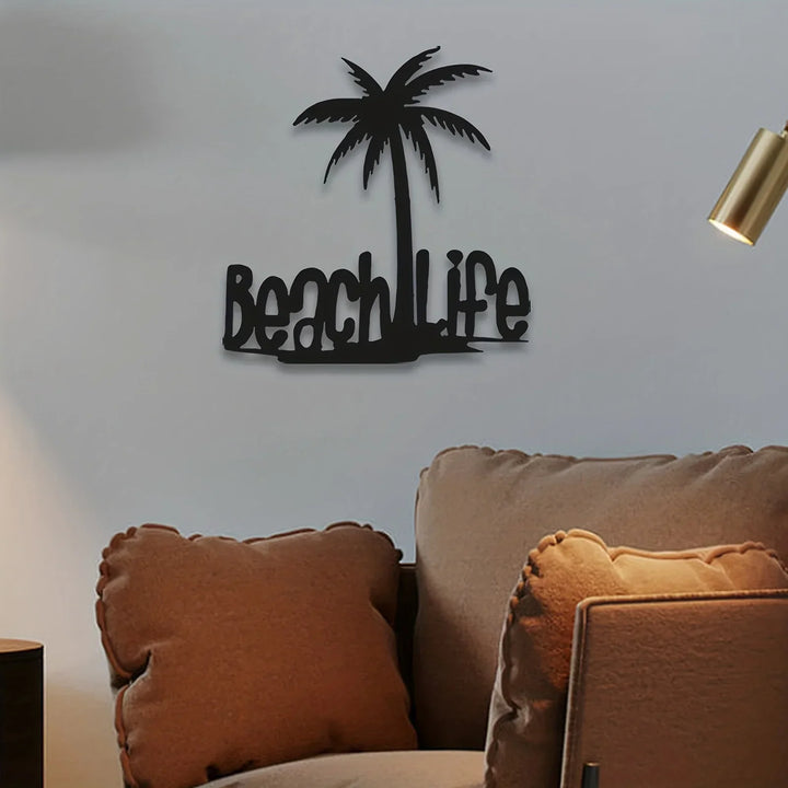 Beach Life Kokusnøtttre Metall Veggkunst 3D Dekorasjon For Stue Soverom Hjemme Kontor Veggdekorasjon | Skanto