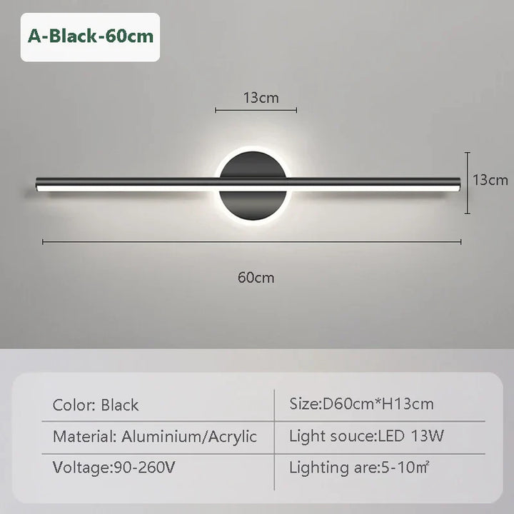 Skanto | LED Vegglampe LineaLux | Svart & Gull | 40/60/80 cm | Varm, Kald & Tre-Farge Lys | Moderne Speil & Veggbelysning