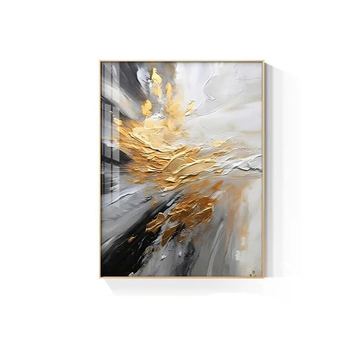 Svart Grå Gylden Storm Tykk Pensel Maling Lærret Utskrift Veggkunst Fin Kunst Giclee Utskrift Bilder For Luksus Stue Hotellrom Hjemmekontor Dekor | Skanto
