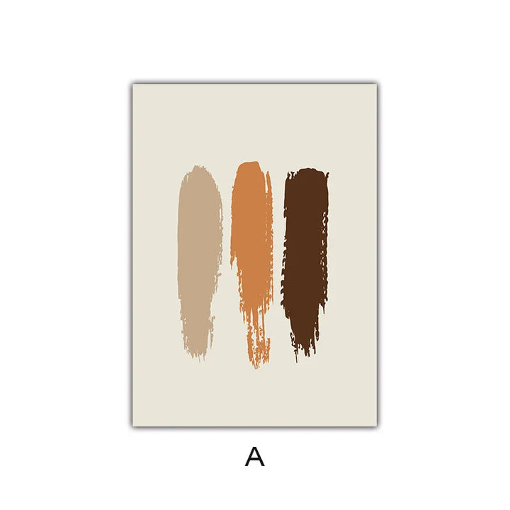 Abstrakt Geometrisk Taupe Terracotta Landskap Sol Måne Veggkunst Fine Art Lerret Trykk Bilder For Stue Soverom Kunstdecor | Skanto