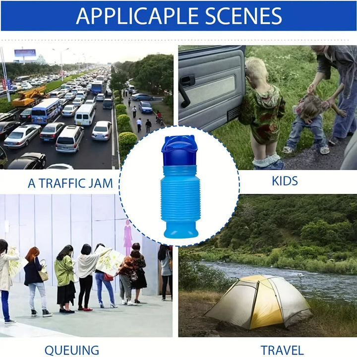 Skanto | Ansblue 750ML Bærbar Mini-Toalett Urinpose - Sammenleggbar og kompakt for reiser, camping og fotturer, egnet for kvinner, menn og barn