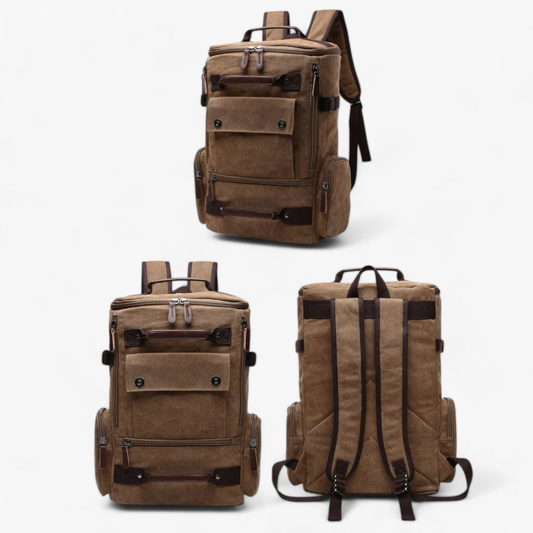 Skanto | Vintage Canvas Backpack – Stilig og funksjonell med laptoplomme for hverdagsliv og eventyr