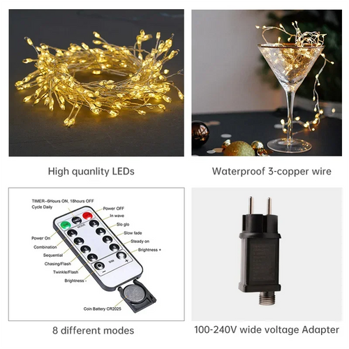 Skanto | Klynge LED Lyskæde Lumistra | Varm Hvid & Kold Hvid | 36 m Sølvtråd | Vandtæt IP44 | Til Jul, Bryllup & Fest