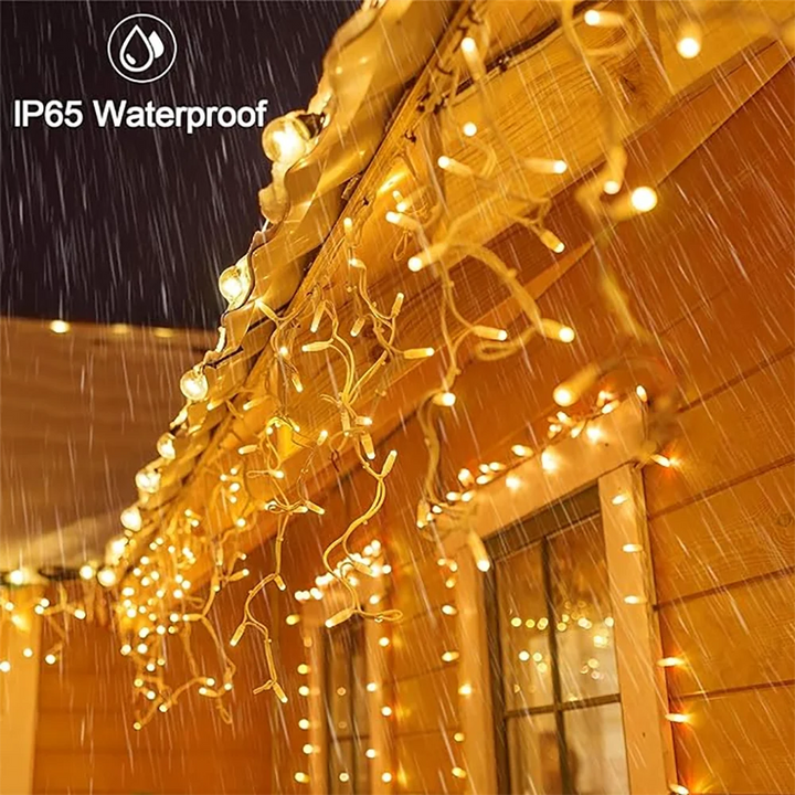 Vanntette solcelleledning juletrelys - Utendørs juledekorasjon med 96 LED-lamper, 8 moduser og fjernkontroll for hage, terrasse, fest 3,5 m (137,7 tommer)