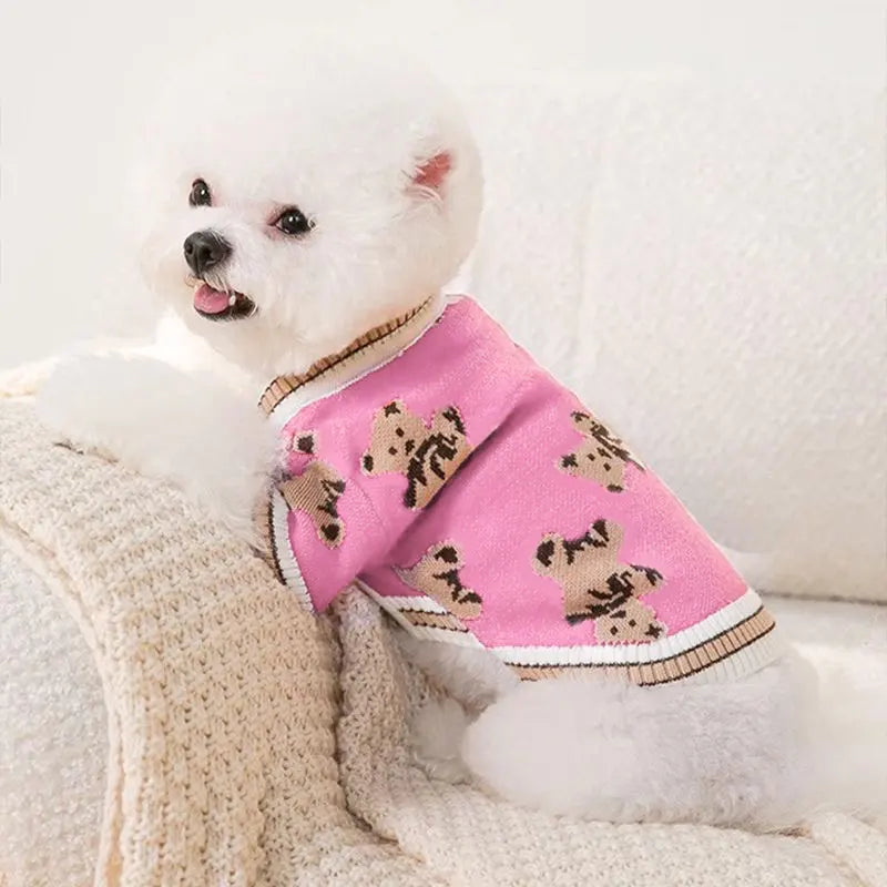 Hundekardigan laget av strikket varmt og stripet Skanto