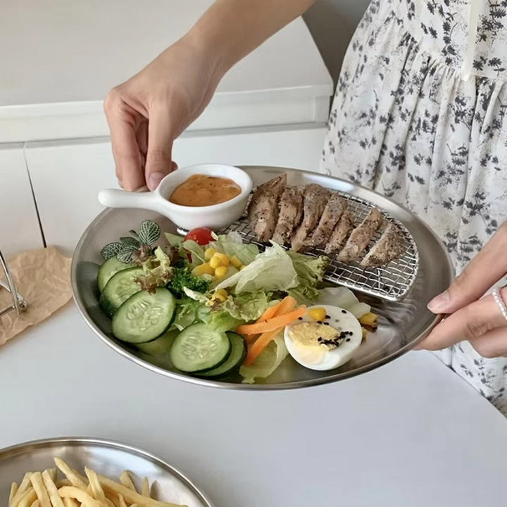 Skanto | Rustfritt Stål Rund Grillserveringsfat