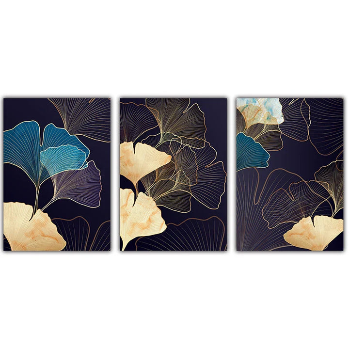 Abstrakt Botanisk Tropisk Blå Aubergine Blomster Veggkunst Fine Art Lerretstrykk Bilder For Stue Soverom Hotellrom Dekor | Skanto