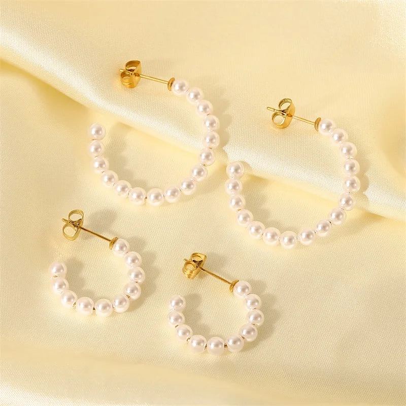 Skanto | Elegant C Hoop Perle Øredobber