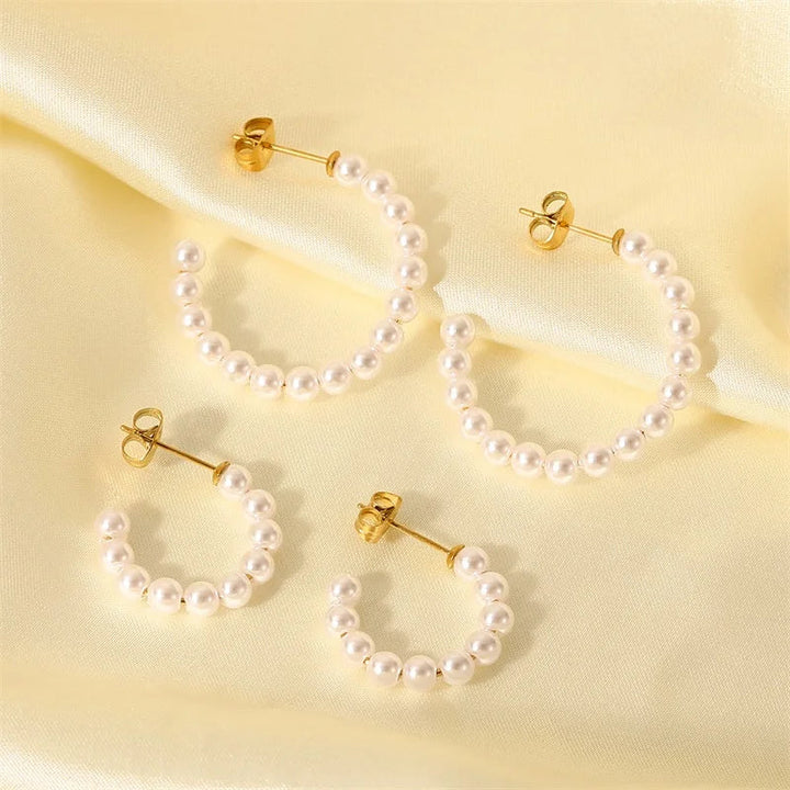 Skanto | Elegant C Hoop Perle Øredobber