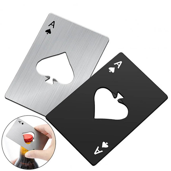 Skanto | Kreativ Poker flaskeåpner: Rustfritt stål kredittkortstørrelse - Bar- og restaurant-øltreverktøy gave