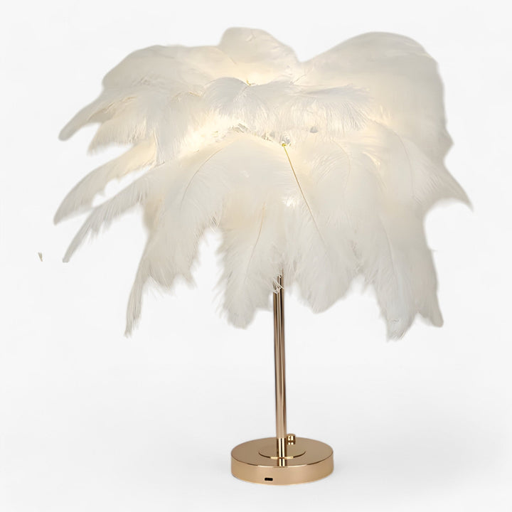 Skanto | FeatherGlow | Bordlampe med berøringskontroll - LED med fjær til bryllup og romdekorasjon