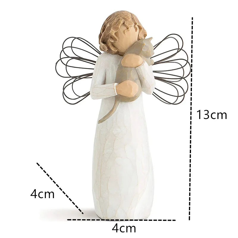 Skanto | Statuett laget av harpiks, mennesker, familiefigurer, skulptur, figurer for hjemmedekor, borddekorasjon, stue, engel, omfavnelse, hund, far, barn