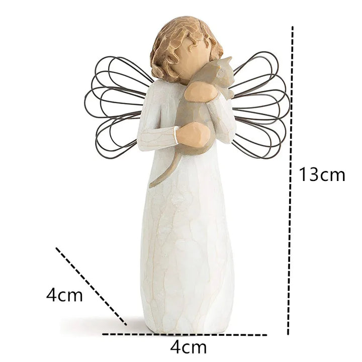 Skanto | Statuett laget av harpiks, mennesker, familiefigurer, skulptur, figurer for hjemmedekor, borddekorasjon, stue, engel, omfavnelse, hund, far, barn