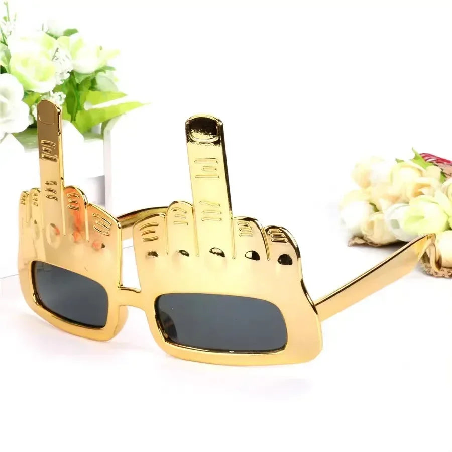 Bold Gold Middle Finger Party Solbriller | Skanto