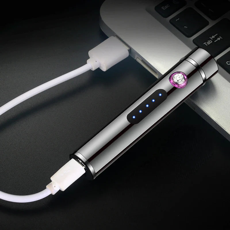 Skanto | Voltrino Sylinder USB lighter | Dobbelt bue teknologi | Oppladbar & vindproof | Edelmetall hus for menn