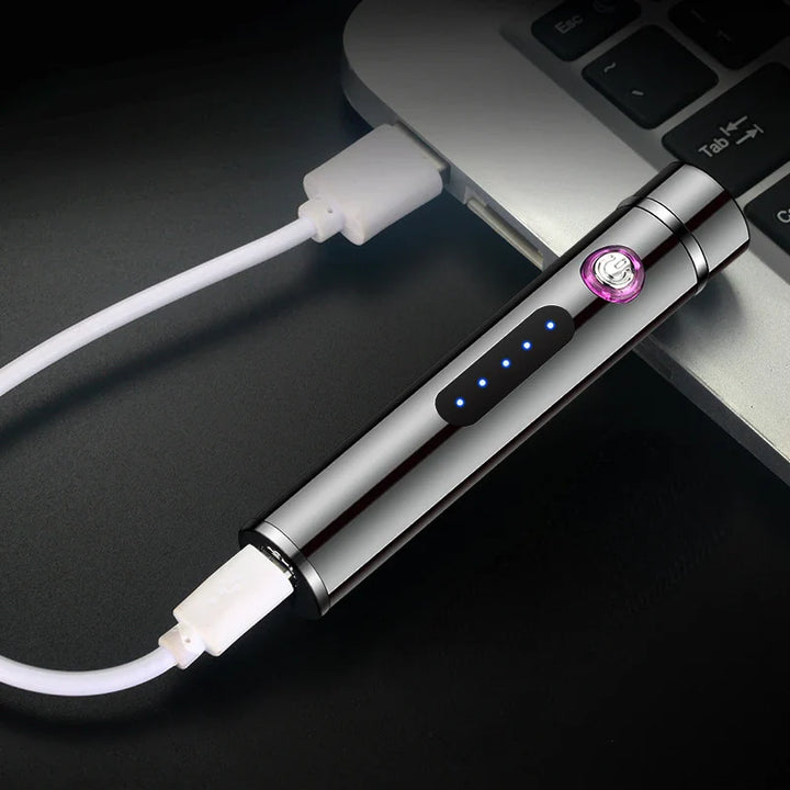 Skanto | Voltrino Sylinder USB lighter | Dobbelt bue teknologi | Oppladbar & vindproof | Edelmetall hus for menn