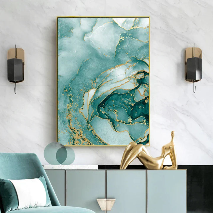 Moderne abstrakte akvatisk flytende marmortrykk veggkunst fine art lerretstrykk bilder for stue spisestue hjemmekontor dekor | Skanto