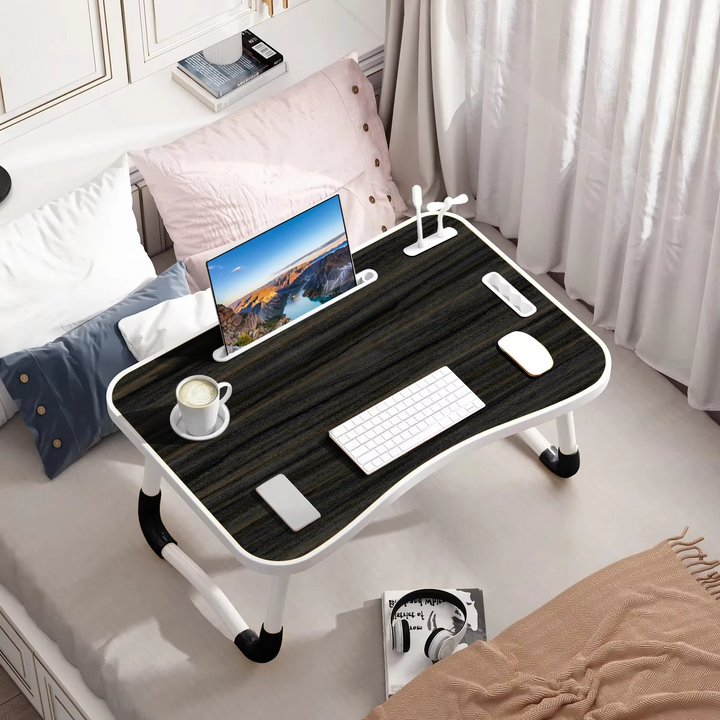 Skanto | Bærbart sammenleggbart laptopbord med USB-lampe, vifte og koppholder - 15,75" x 23,62"