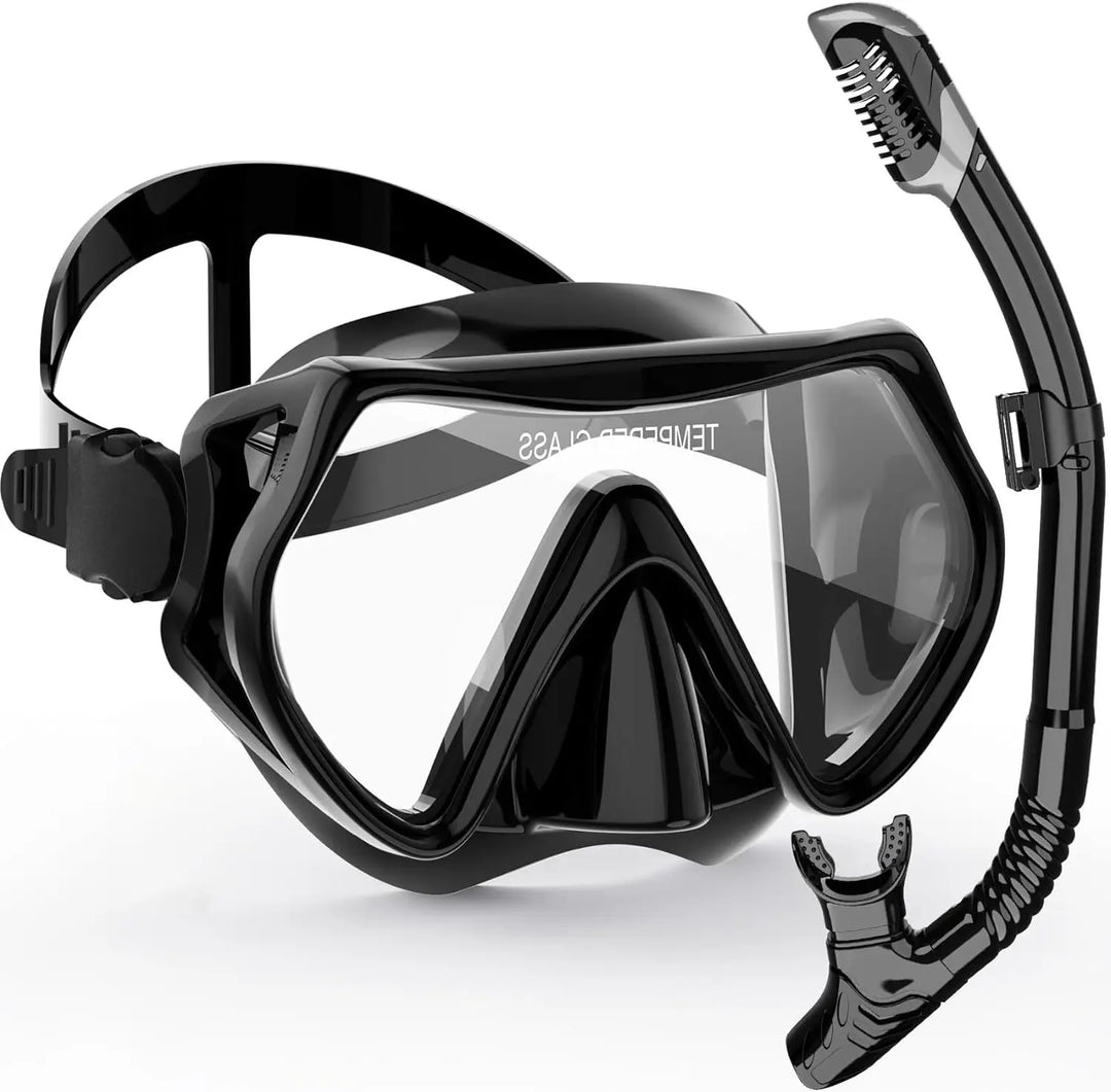 Skanto | AquaVision Snorkel Maske Sett for Voksne | Anti-Dugg & Slagbestandig | Silikon Kant & Tørr Snorkel | 180° Synsfelt