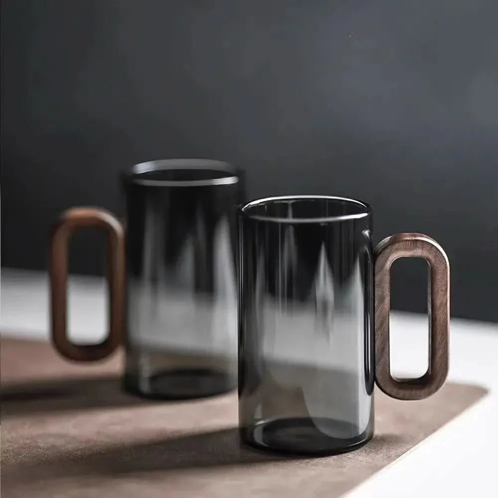 Skanto | Rustikk Tre Håndtak Varmeresistent Glasskrus – 350ml