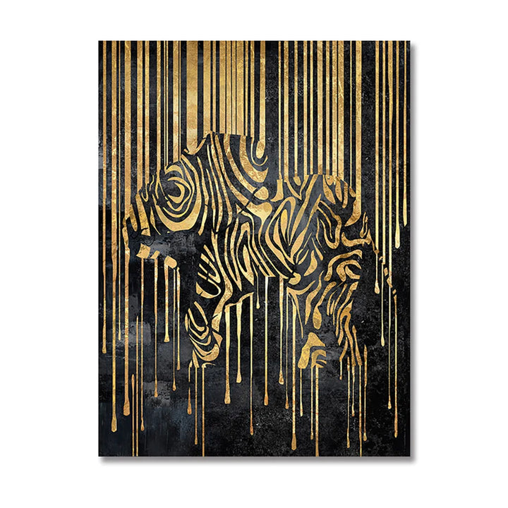 Moderne abstrakte gyldne zebra-linjer løve elefant tiger veggkunst fine art lerret utskrifter bilder for luksus leilighet stue spisestue kunst dekor | Skanto