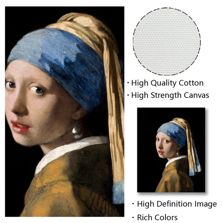 Jente Med Perleøredobbe Plakat Johannes Vermeer Hollandsk Gylden Alder Maleri Fine Art Lærred Utskrifter Klassisk Maleri For Stue Spisestue Dekor | Skanto