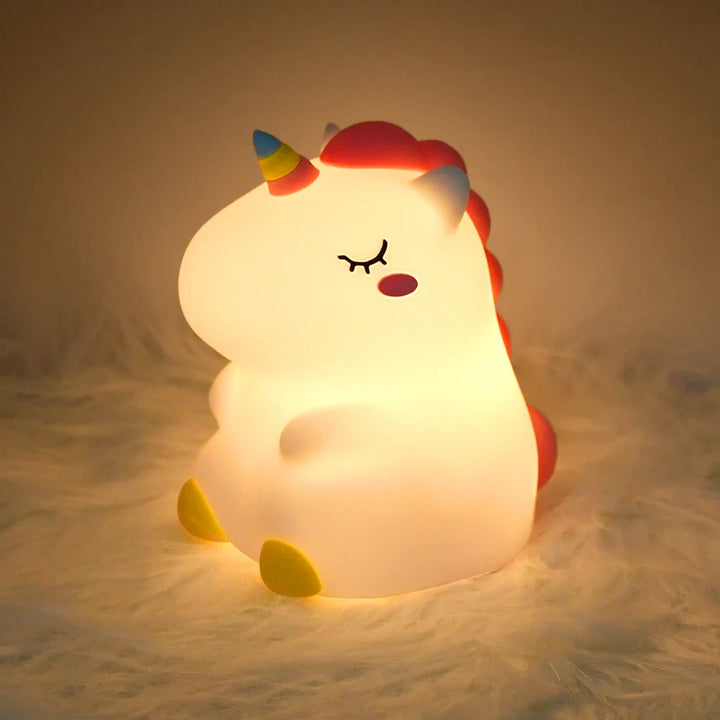 Skanto | DreamiCorn LED Nattlys Enhjørning | Myk Silikon & USB Oppladbar | Berøringskontroll & 2 Lysstyrkenivåer | Barnerom & Gaveidé