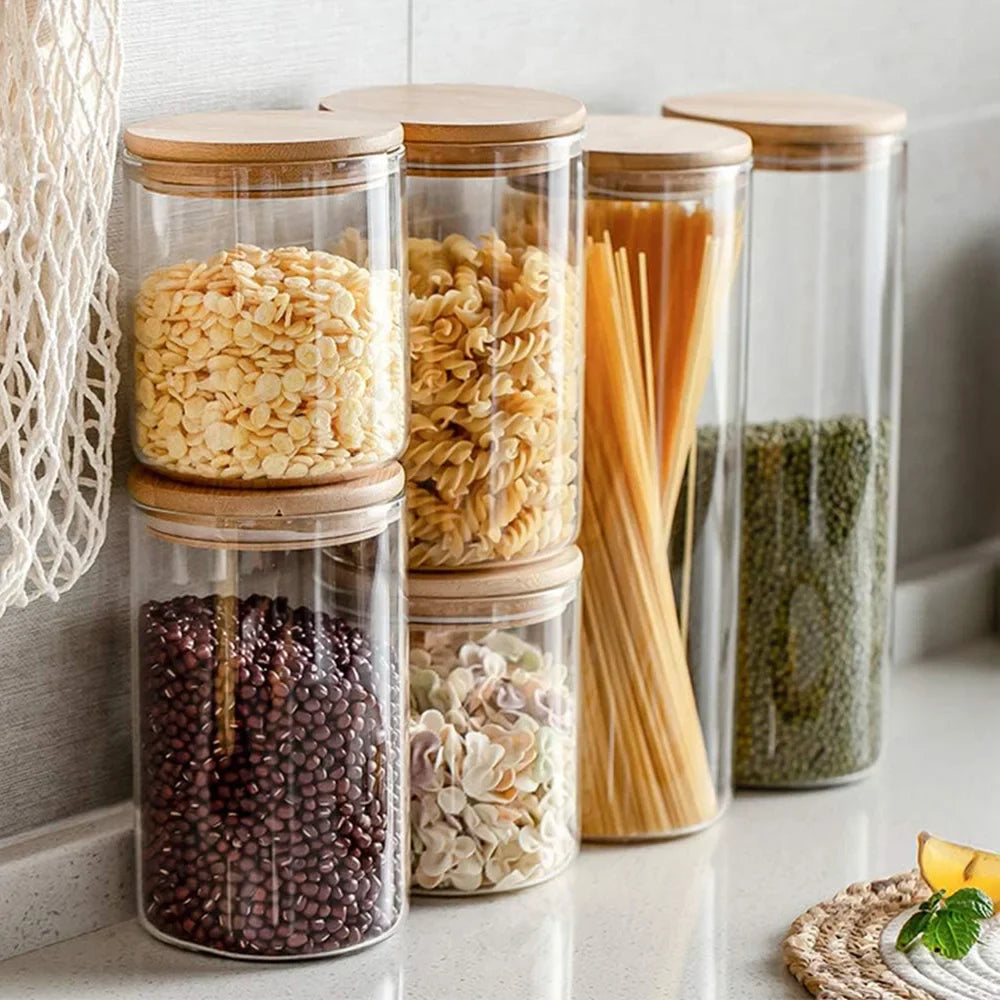 PureVorrat Glass Container Set – Oppbevaringskrukker med Trellokk | Tett og Stilfull | Moderne Kjøkkenoppbevaring | Skanto