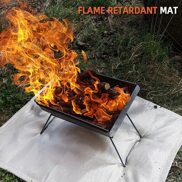 Skanto | CampVita Brannbeskyttelse Camping Matte | Varmeresistent & Brannsikker | Ideell for Grill & Leirbål | Glassfiber Beige