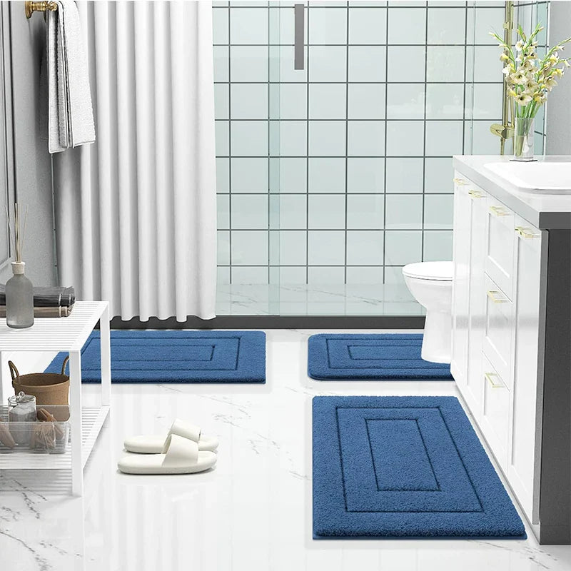 Baderomsmatte Mikrofiber Anti-Sklipp – Dobbeltlag Badmatte | Svært Absorberende & Myk | Komfort Dørmatte | Skanto