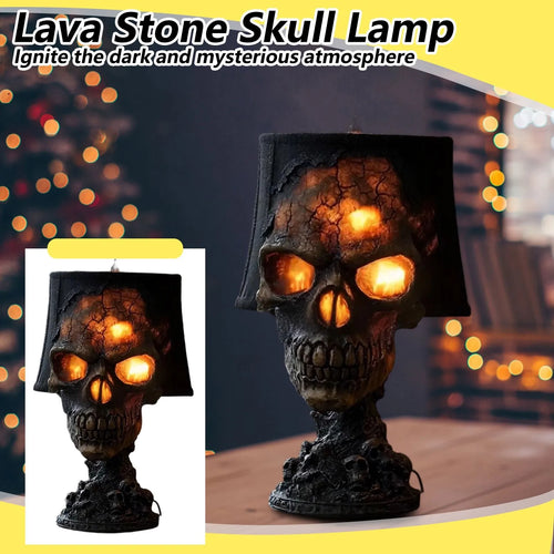Skanto | Gothisk Bordlampe SkullFire | Halloween Hodeskalle Dekor | LED Ambient Lys | 20 x 11 x 11 cm