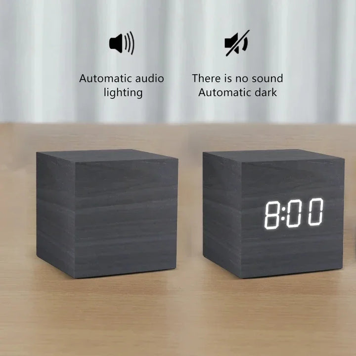 Skanto | Minimalistisk Tre Digital Desktop Vekkerklokke