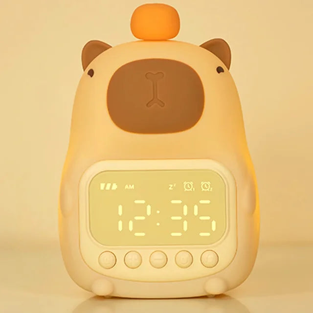 Skanto | Capybara Klokke Lampe - Oppladbar Digital Vekkerklokke med Nattlys & Berøringsutsettelse