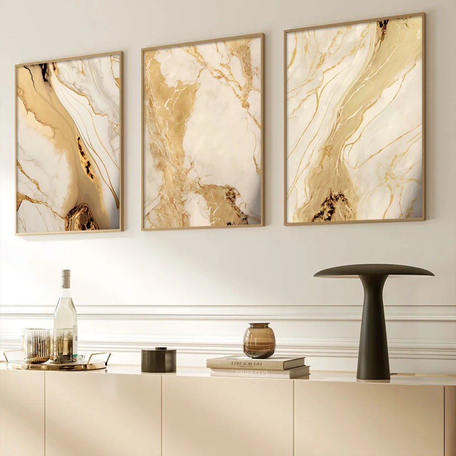 Moderne Abstrakt Svart Beige Gull Flytende Marmor Print Veggkunst Fine Art L canvas Utskrifter Bilder For Stue Soverom Kunst Dekor | Skanto