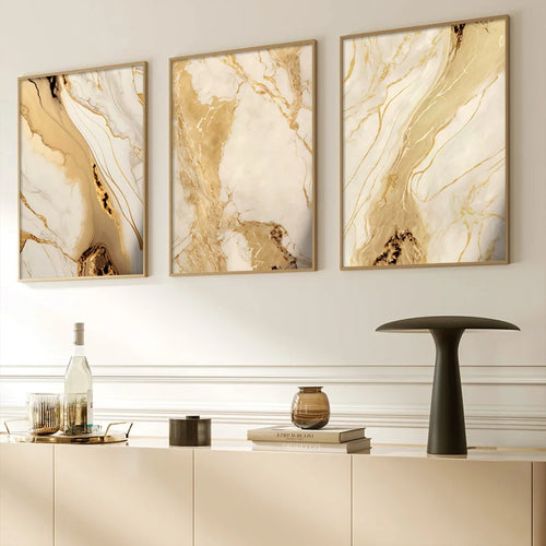 Moderne Abstrakt Svart Beige Gull Flytende Marmor Print Veggkunst Fine Art L canvas Utskrifter Bilder For Stue Soverom Kunst Dekor | Skanto