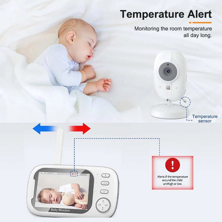 3,5-Zoll-Video-Babyphone with Nachtsicht, Temperaturanzeige og Zwei-Wege-Audio