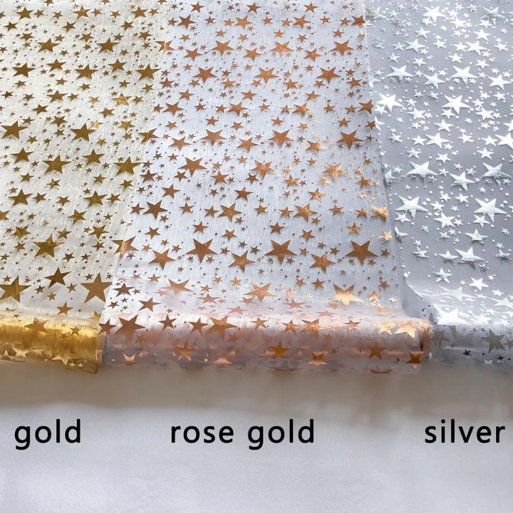 Skanto | Funklende Bordløper "StellaLuxe" | Gull, Roségull eller Sølv | Metallisk Glitrende Nettløper med Stjernesymbolmønster | For Fester & Middagsdekorasjon