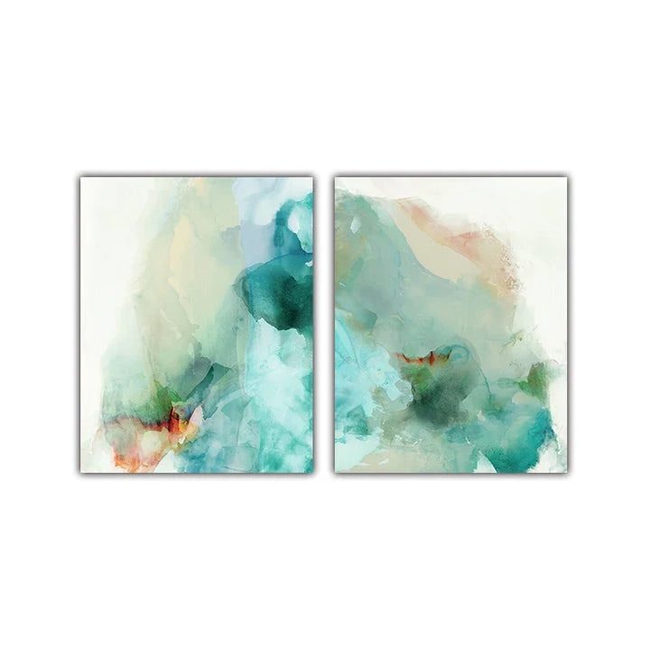 Eteriske hvisker Teal Emerald Akvamarine Abstrakt veggkunst Fine Art lerretsutskrifter Nordiske bilder for moderne leilighet stueinnredning | Skanto
