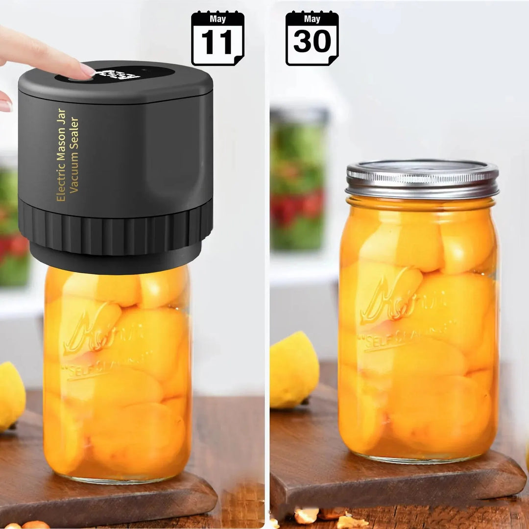 Skanto | Elektrisk Mason Jar Vakuumforseglingssett - Trådløs Forsegler for Brede og Vanlige Mason Krukker - Ideell for Matlagring