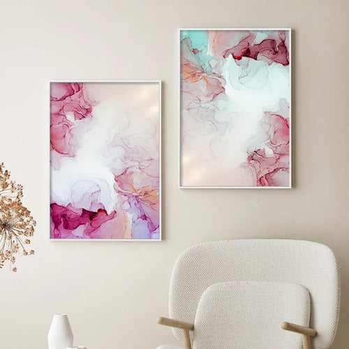 Abstrakt Minimalistisk Rosa Blekk Marmor Trykk Veggkunst Fine Art Lerret Utskrifter Bilder For Stue Soverom Hotellrom Kunst Dekor | Skanto
