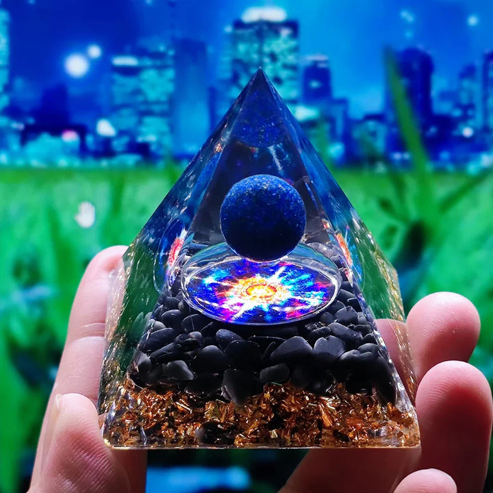 Skanto | Orgonitt-pyramide helbredelse krystaller energigenerator med ametyst pendel - Reiki chakra meditasjonsverktøy og romdekor
