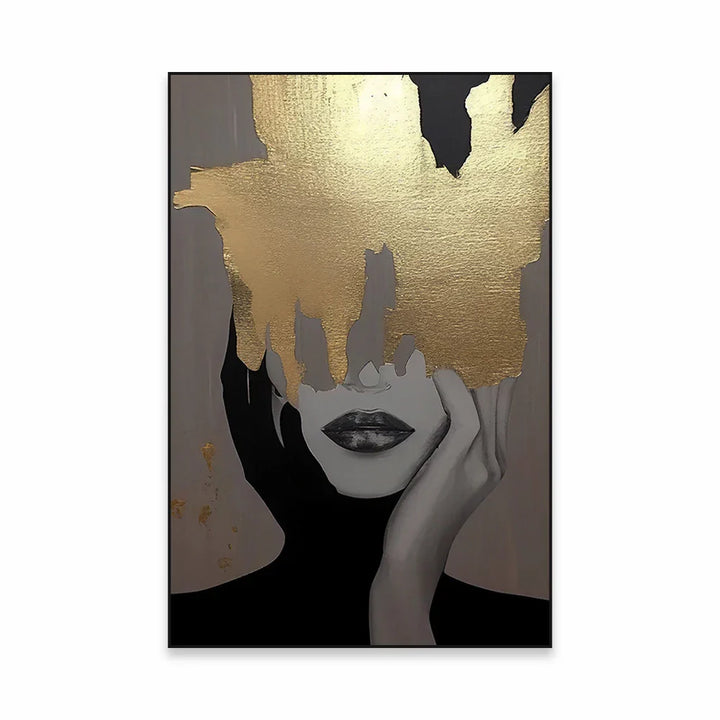 Golden Girl Fashion Veggkunst Fine Art Lerret Utskrifter Moderne Abstrakt Portrettbilder For Stue Soverom Boutique Salong Kunst Decor | Skanto