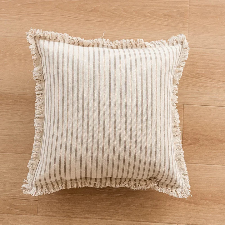 Skanto | Elegant putevar med jacquardmønster og frynser - bomull-lin blanding